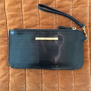 Steve Madden Black Patent Textured Clutch